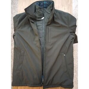 Weatherproof Double Layer Zip Up Black Polyester Jacket Pockets Men's Size Large